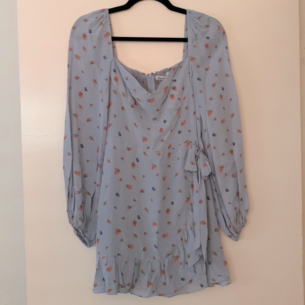 Reformation. Blue with flowers. Size 2.